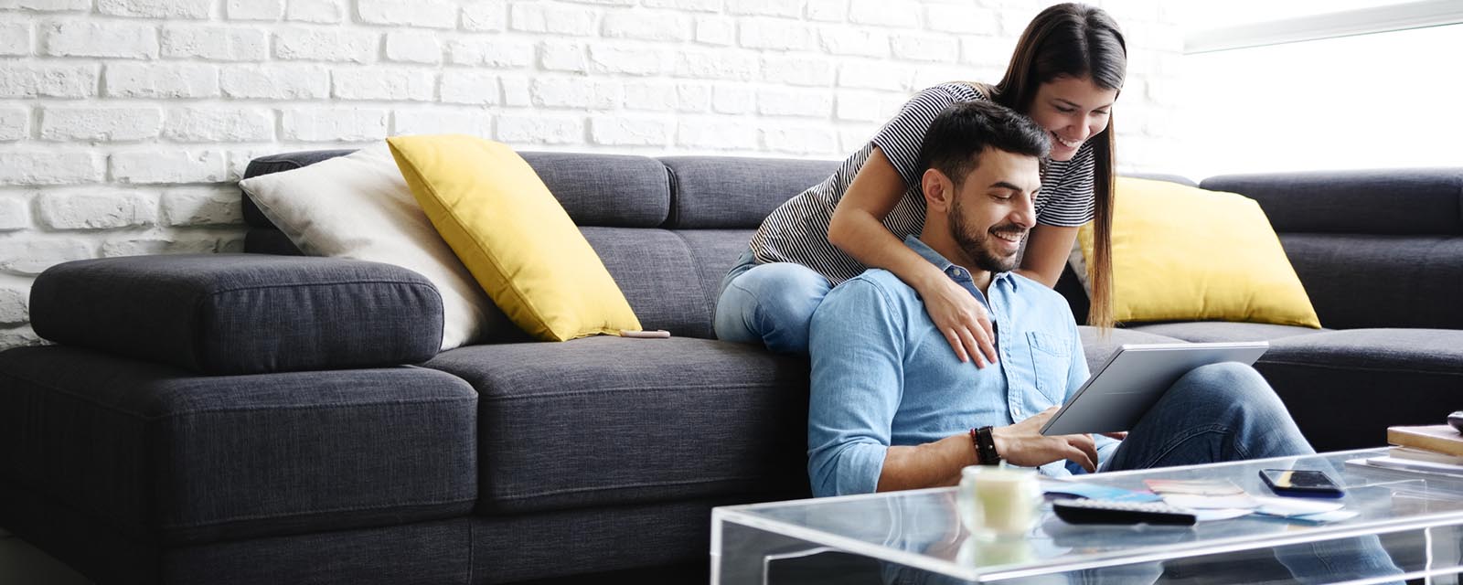 couple laptop couch