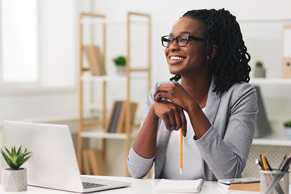 woman with computer