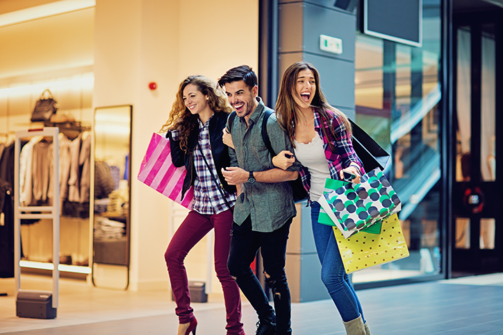 three friends out shopping