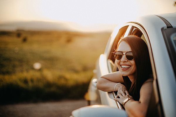 girl inside car