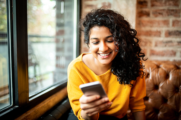 woman on her phone