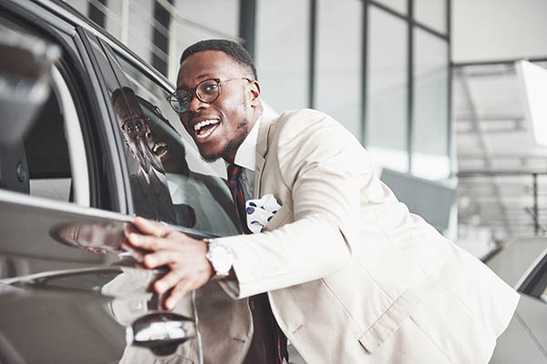 happy man with car