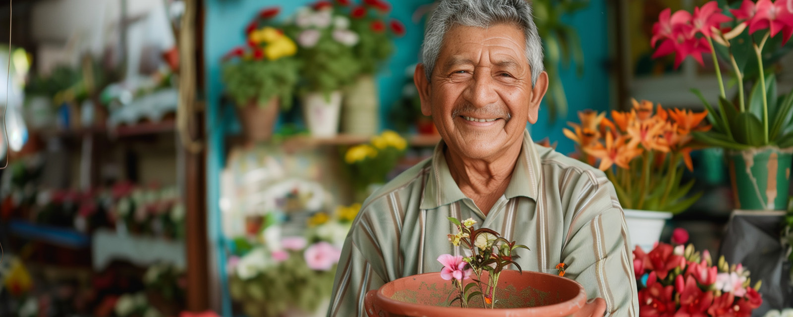 man holding a plant