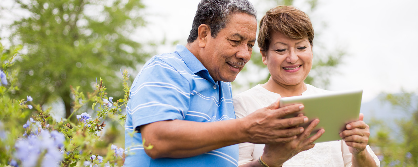 Couple looking at tablet