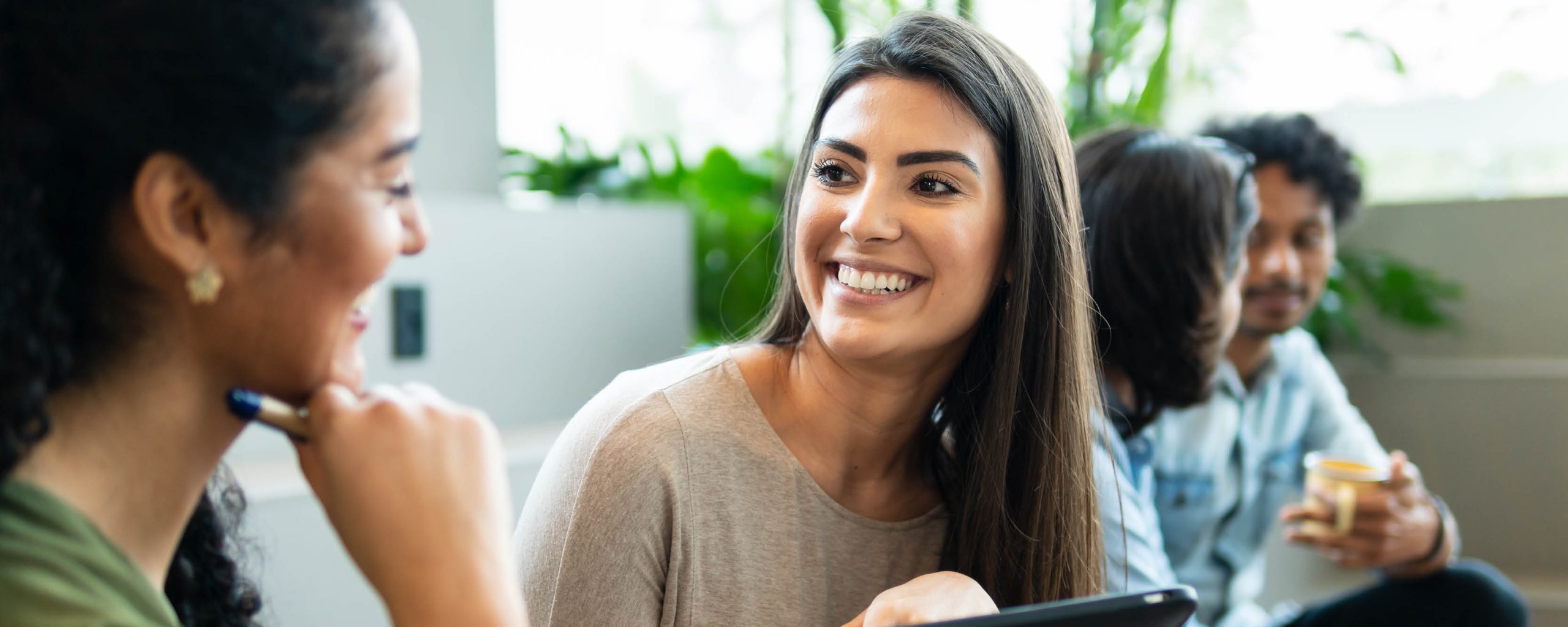 two women smiling